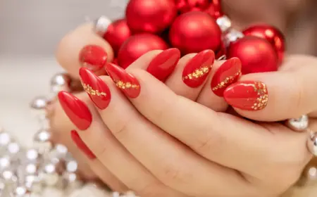 weihnachten nageldesign bilder rote nägel ideen 2023