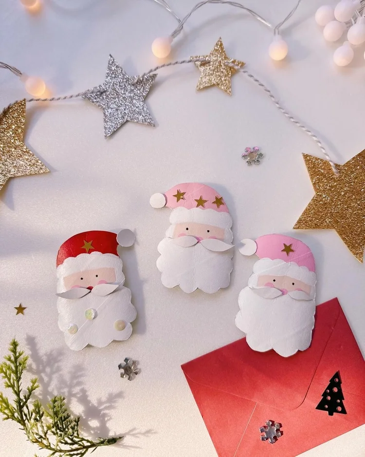 weihnachtsmann basteln mit klopapierrolle malen dekorieren