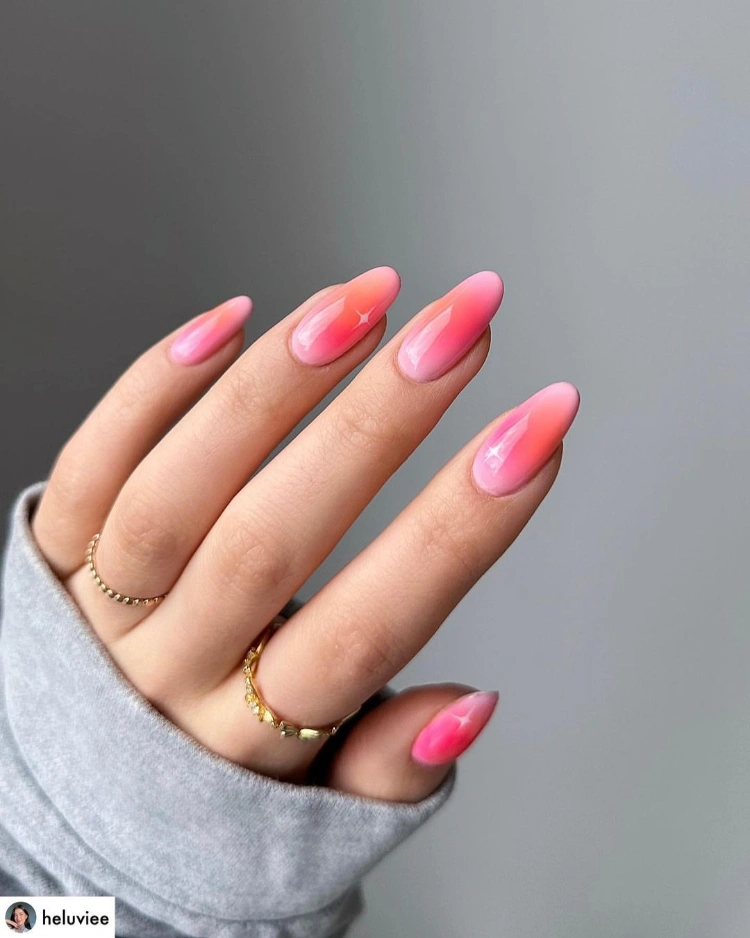 blush nagel design in rosa und pink und orange mit farbverlauf