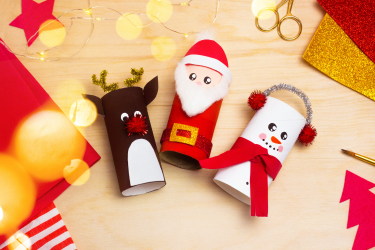 klassische weihnachtsfiguren basteln aus toilettenpapierrollen