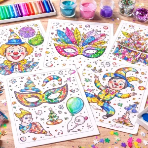 Kostenlose Faschings-Ausmalbilder für Kinder zum Ausdrucken