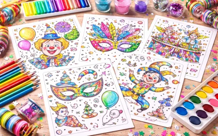 Kostenlose Faschings-Ausmalbilder für Kinder zum Ausdrucken