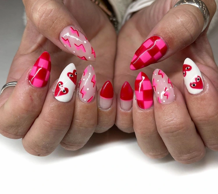 mix and match valentines nails 2024