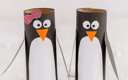 pinguin basteln mit klorolle und papier im winter