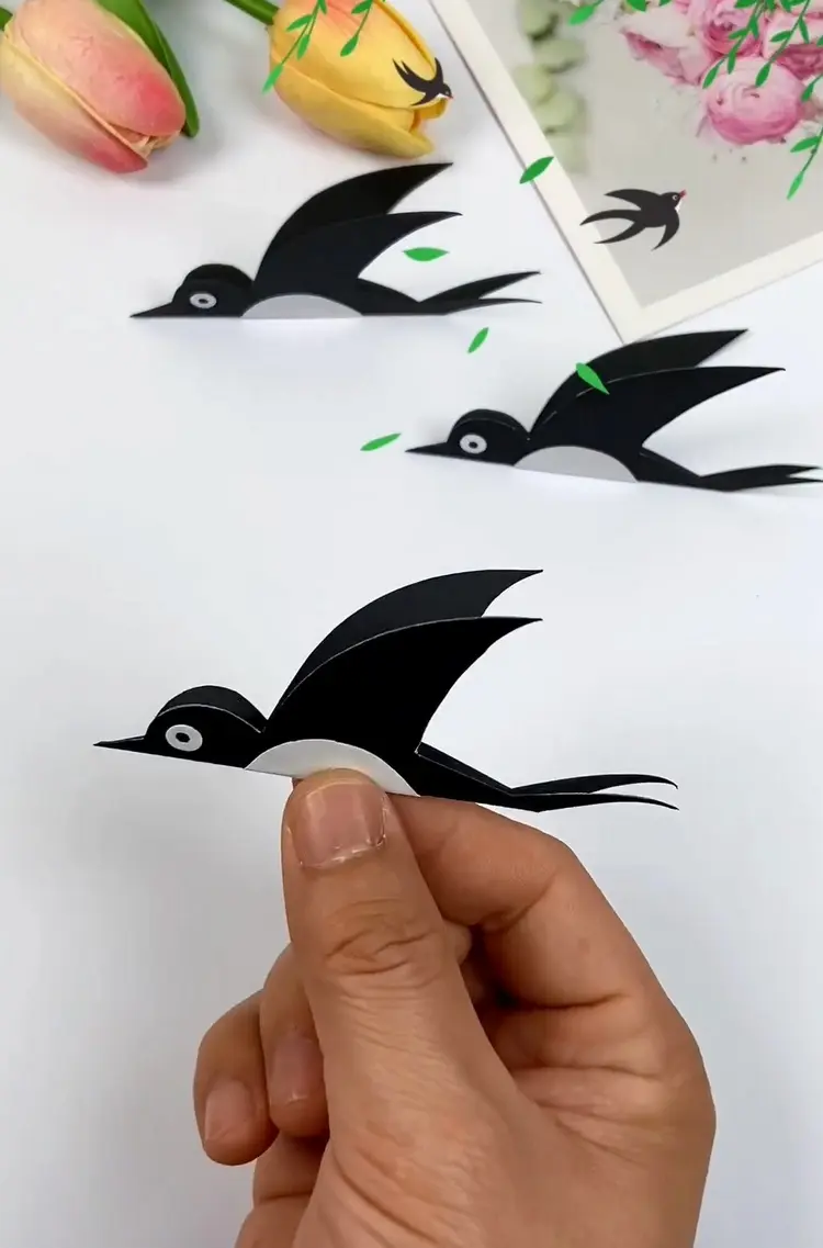 schwarz weiße schwalben selber machen aus papier