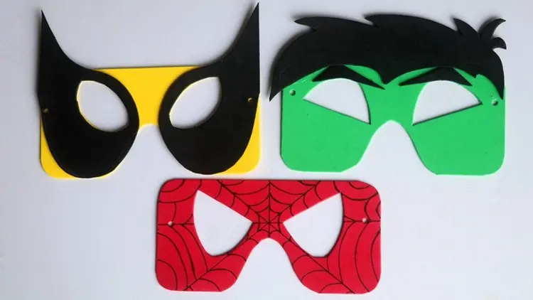 superhelden als masken basteln mit kindern deadpool, spiderman und hulk