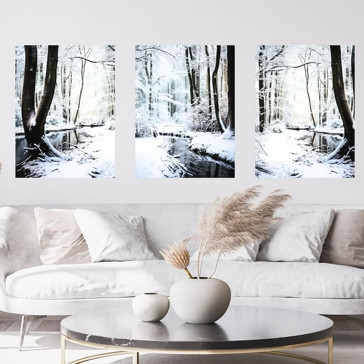 wandbilder mit winterlandschaften für einen gemütlichen wohnraum