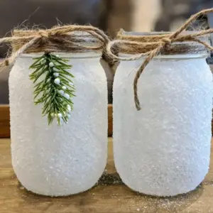 winterdeko mit lichterkette im glas weckglas mit salz dekorieren