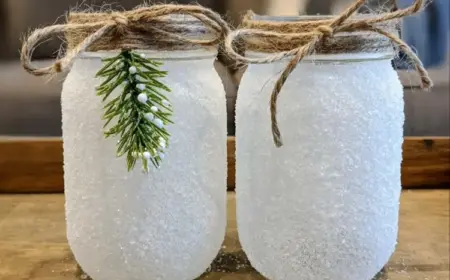 winterdeko mit lichterkette im glas weckglas mit salz dekorieren