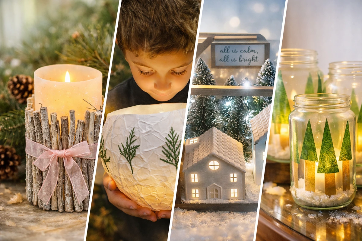 Winterliche Deko mit Kerzen und Lichtern im Januar selber machen für drinnen und draußen