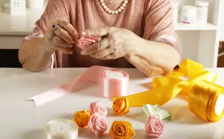 blumen aus band basteln für den frühling mit senioren