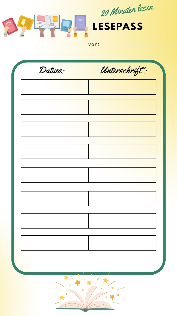 kostenlose lesepass vorlage für kinder in der grundschule