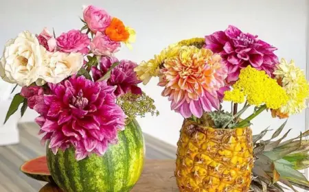 wassermelonen und ananas vase für eine party im freien