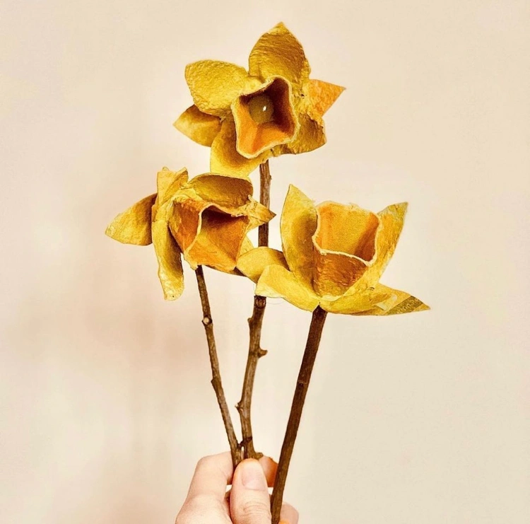 narzissen basteln mit eierkarton im frühling