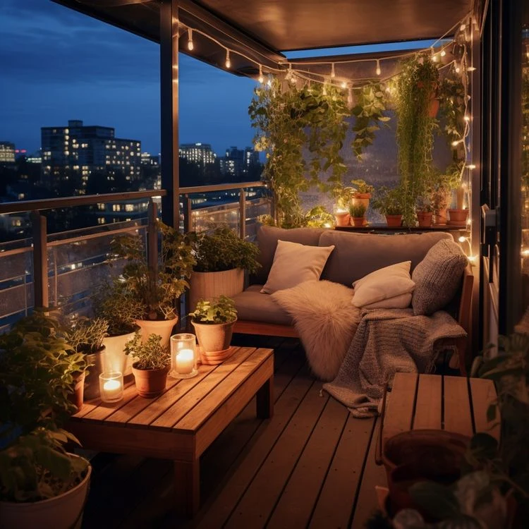 funkelnde lichter sind eine schöne ergänzung für balkon