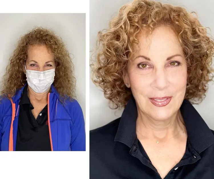 A layered cut for beautiful curly hair for women over 50