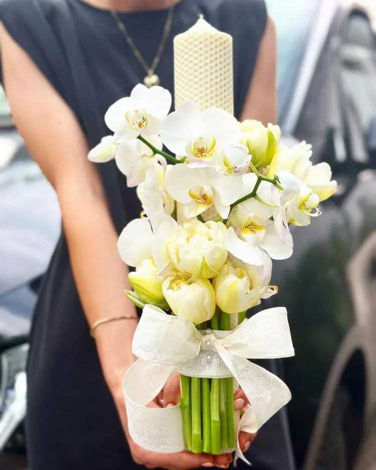 What flowers for baptism in spring are white tulips and orchids