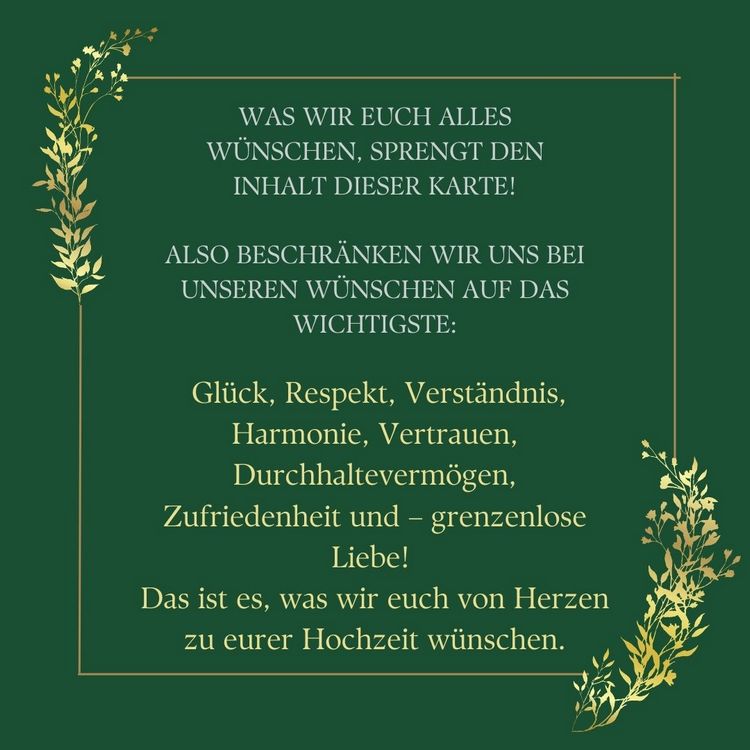 Bei unseren Wünschen beschränken wir uns nur auf das Wichtigste - Glück, Respekt, Verständnis, Liebe