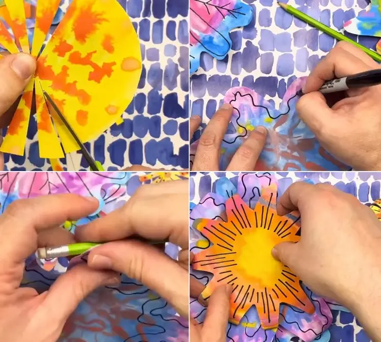 Blumen basteln mit Papptellern im Sommer - Einfache Anleitung