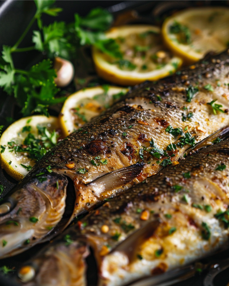 forelle aus der heißluftfritteuse mit zitrone und petersilie