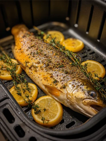ganze forelle in der heißluftfritteuse garen