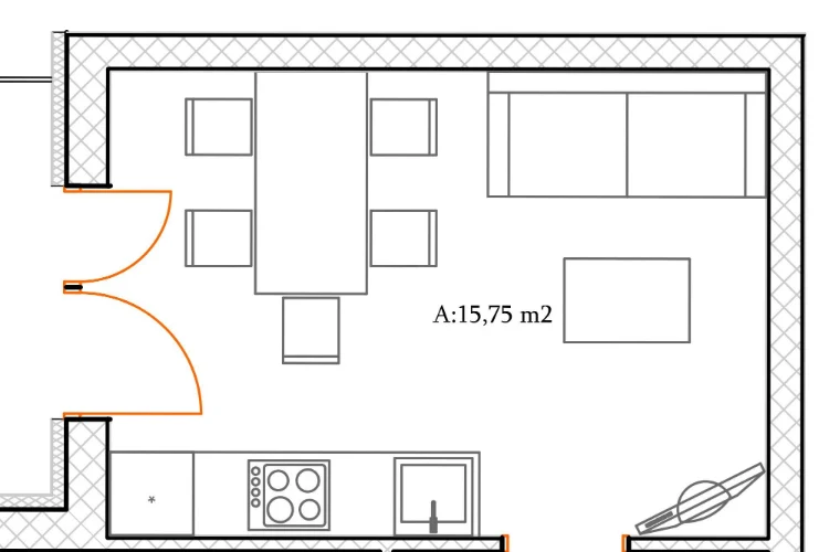 kleines wohnzimmer mit esstisch auf 15 qm