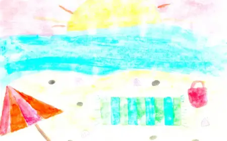 Strandbild mit Kindern gestalten - Ideen mit Acryl, Leinwand und zum Basteln
