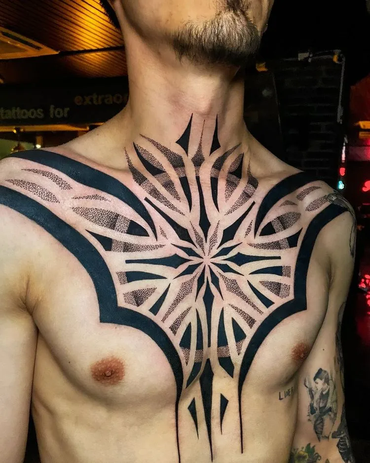 Dotwork Mandala Tattoo für Brust