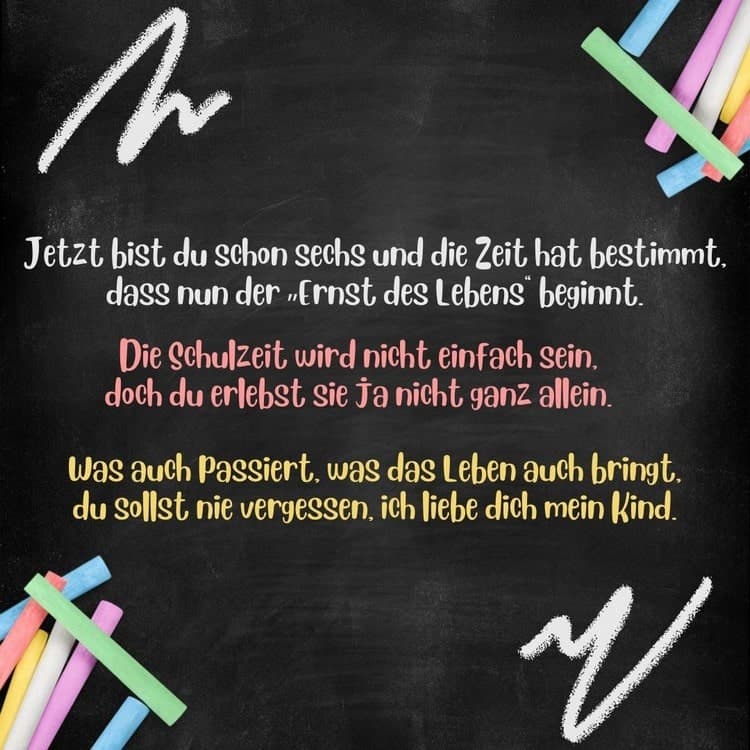 Du bist schon sechs und die Schulzeit beginnt - Gruß von den Großeltern oder Eltern