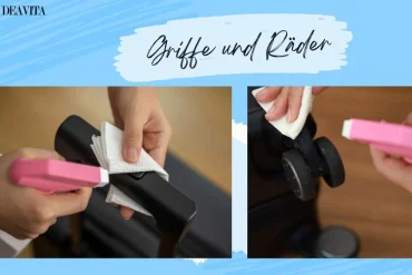 griffe und räder des koffers reinigen