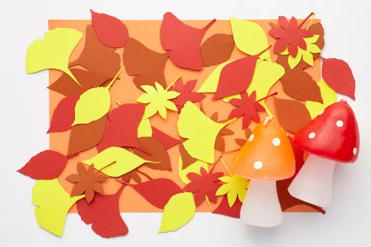 buntes herbstlaub aus tonpapier