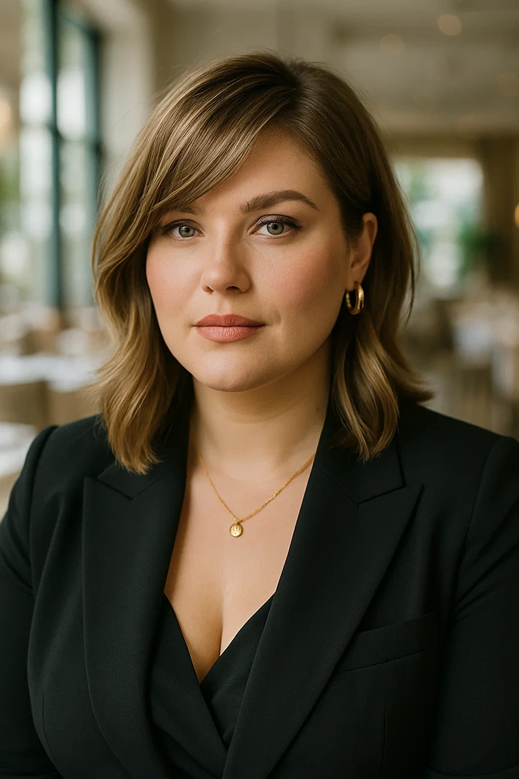 frisuren für kräftige frauen gestufter lob mit schrägem pony