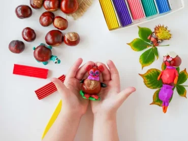 Herbstliches Basteln mit Kita- oder Grundschulkindern - Idee für einen kleinen Bären