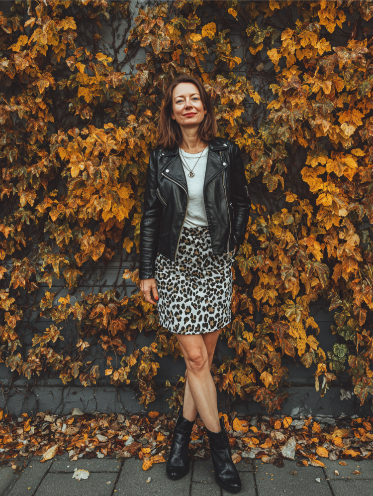 leo rock im herbst kombinieren rockiger herbst look mit lederjacke