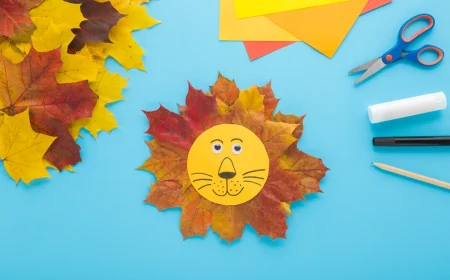 Löwe basteln mit Herbstblättern, mit oder ohne Vorlage