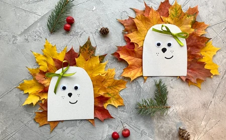 Mit Blättern Tiere basteln - Niedliche Igel aus Ahornblättern