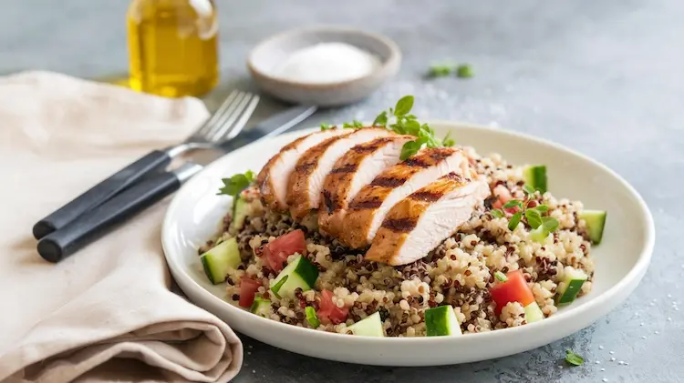 quinoa salat mit gegrilltem hähnchen