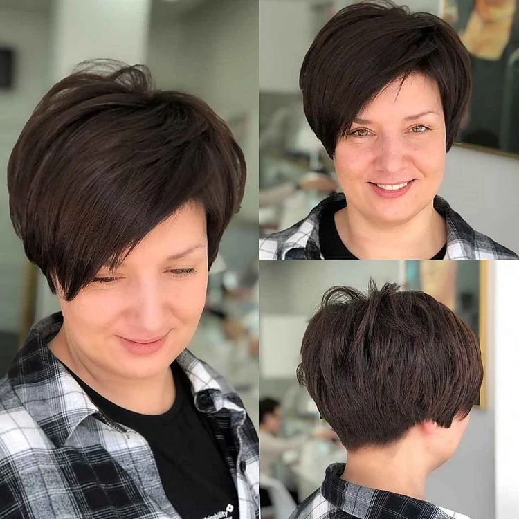 Schmeichelhafter Bixie Cut (Bob Pixie Cut) für rundes Gesicht