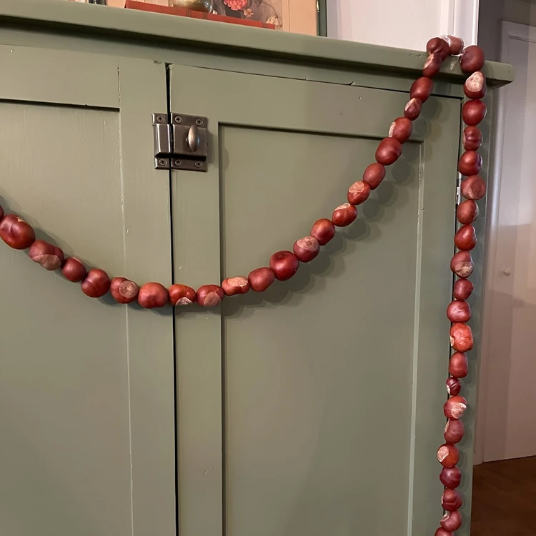 Schöne Kette aus Kastanien zum Schmücken der Küchenschränke