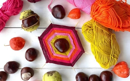 Spinnennetze aus Kastanien basteln im Herbst