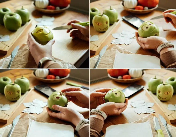 Alternative zu geschnitzten Kürbissen mit Äpfeln für Bowle