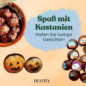 Auf Kastanien Gesichter malen mit Acrylfarben und Kreidemarkern