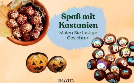 Auf Kastanien Gesichter malen mit Acrylfarben und Kreidemarkern