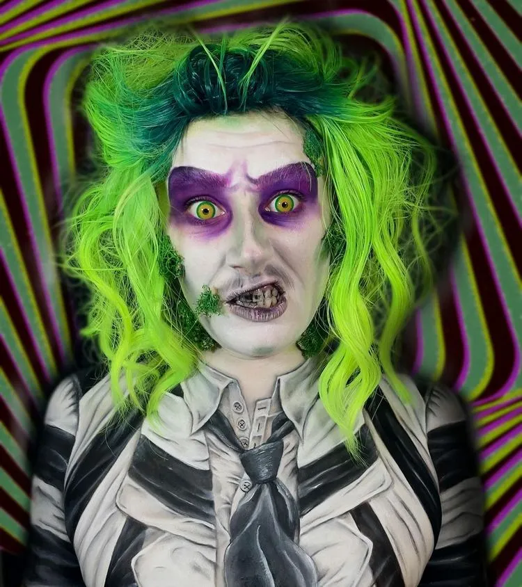 Beetlejuice schminken - gruseliges Make-up für Halloween