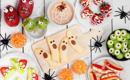 Buffet zu Halloween im Kindergarten oder zu Hause für Kinder mit Obst gestalten