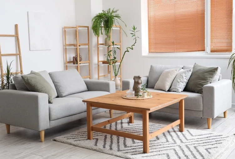 die sofaecke mit minimalistischer einrichtung