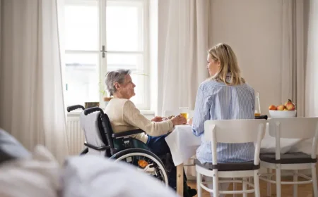 gemeinsame zeit bei mahlzeiten mit rollstuhlfahrerin