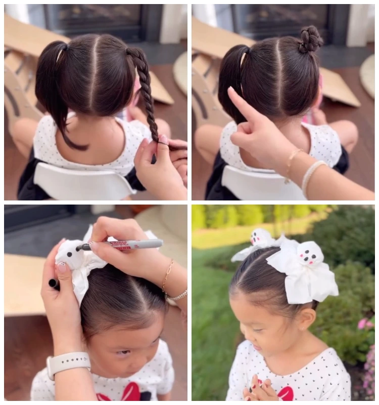 halloween frisur mädchen ghost buns