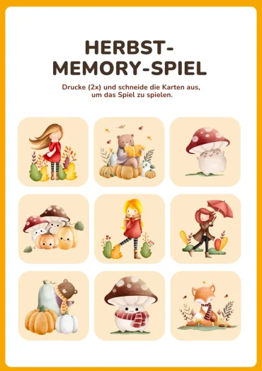 herbstliches memory spiel vorlage