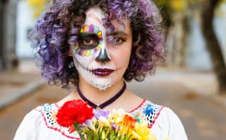 La Catrina Make-up - halbes Gesicht schminken für Halloween